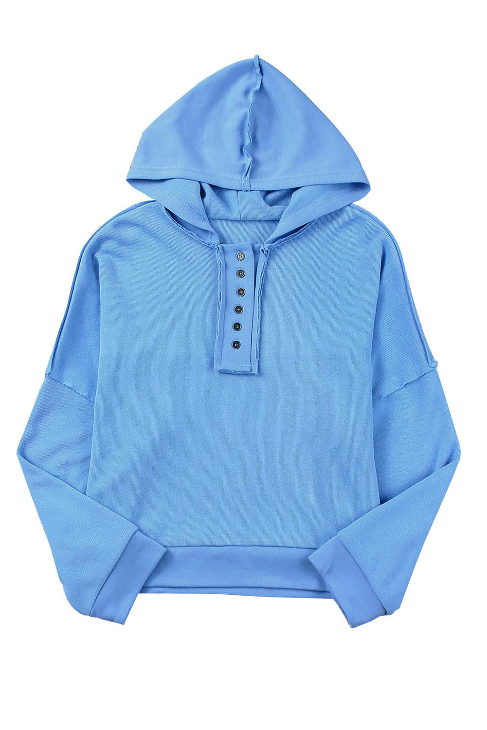 Orange Basic & Casual Button Front Pullover Hoodie