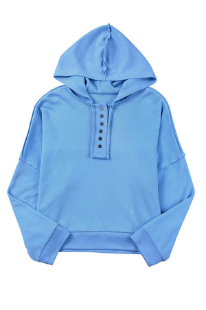 Orange Basic & Casual Button Front Pullover Hoodie
