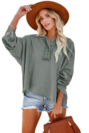 Orange Basic & Casual Button Front Pullover Hoodie
