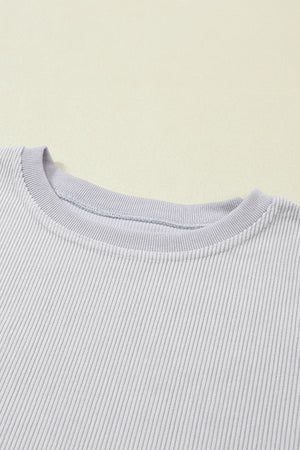 Light Grey Ribbed Corded Oversized Sweatshirt