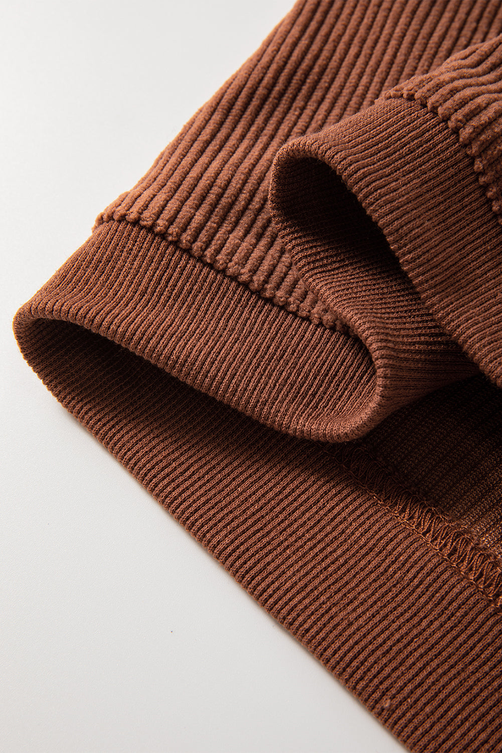 Orange Plain Drop Sleeve Rib-Knit Oversized Sweatshirt