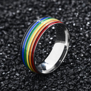 Bisexual Rainbow Stainless Steel Hoop Ring
