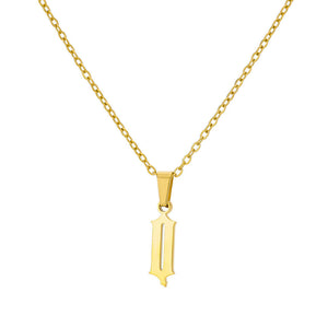 18K Gold Plating Stainless Steel Ancient English Letter Pendant Necklace