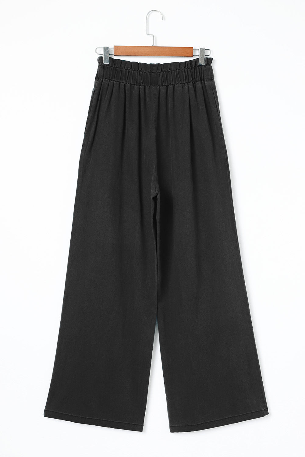 Blue High Waist Pocketed Wide Leg Tencel Jeans