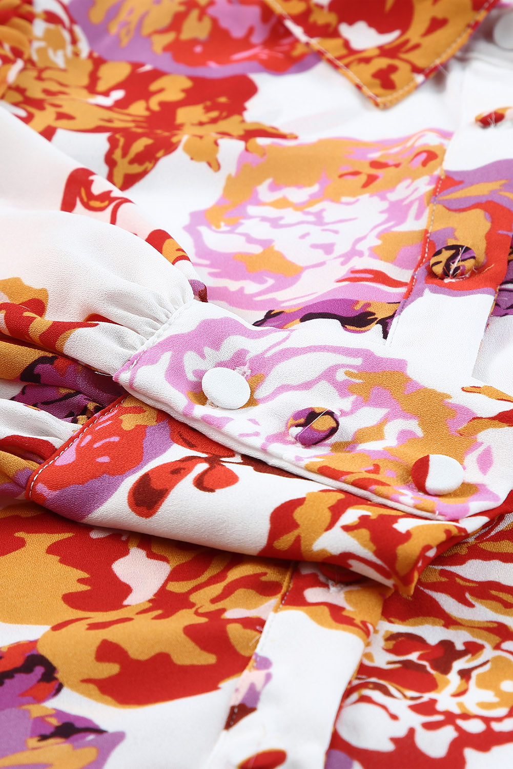 Multicolor Swirl Color Block Print Lantern Sleeve Shirt