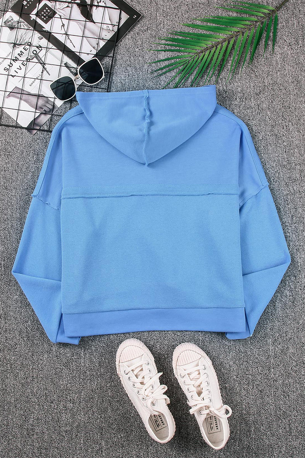 Orange Basic & Casual Button Front Pullover Hoodie