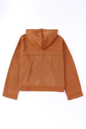 Orange Basic & Casual Button Front Pullover Hoodie