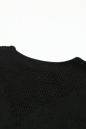 Black & White Colorblock Casual Chevron Pullover Sweater