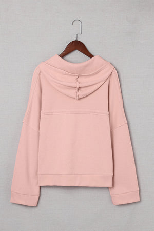 Orange Basic & Casual Button Front Pullover Hoodie