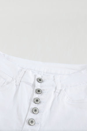 Green Frayed Raw Hem High Waist Denim Jeans