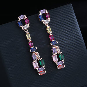 High-grade Contrast Color Fashion Eardrops Super Flash Zircon Earrings