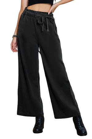 Blue High Waist Pocketed Wide Leg Tencel Jeans