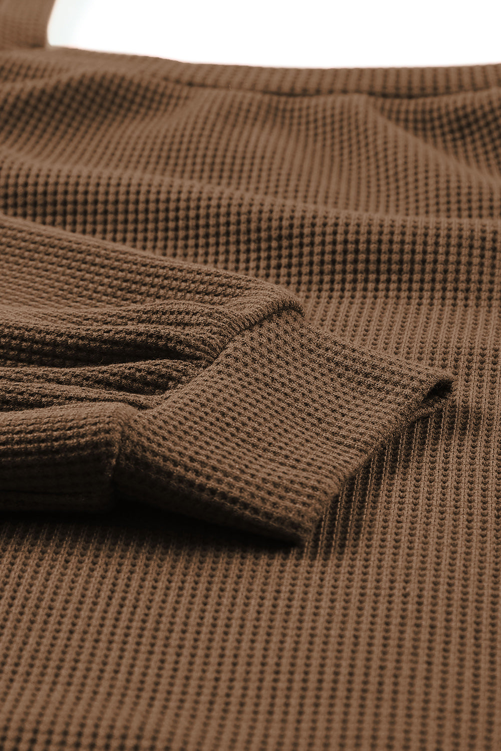 Pink Waffle Texture Casual Square Neck Pullover Top