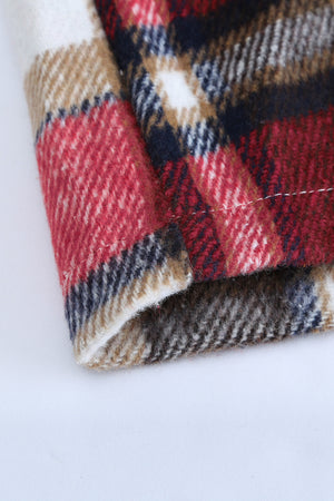 Brown Plaid Button Up Long Sleeve Flannel Jacket