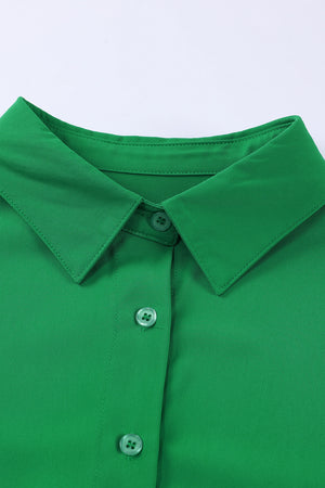 Green 3/4 Batwing Sleeve Oversize Button Up Shirt