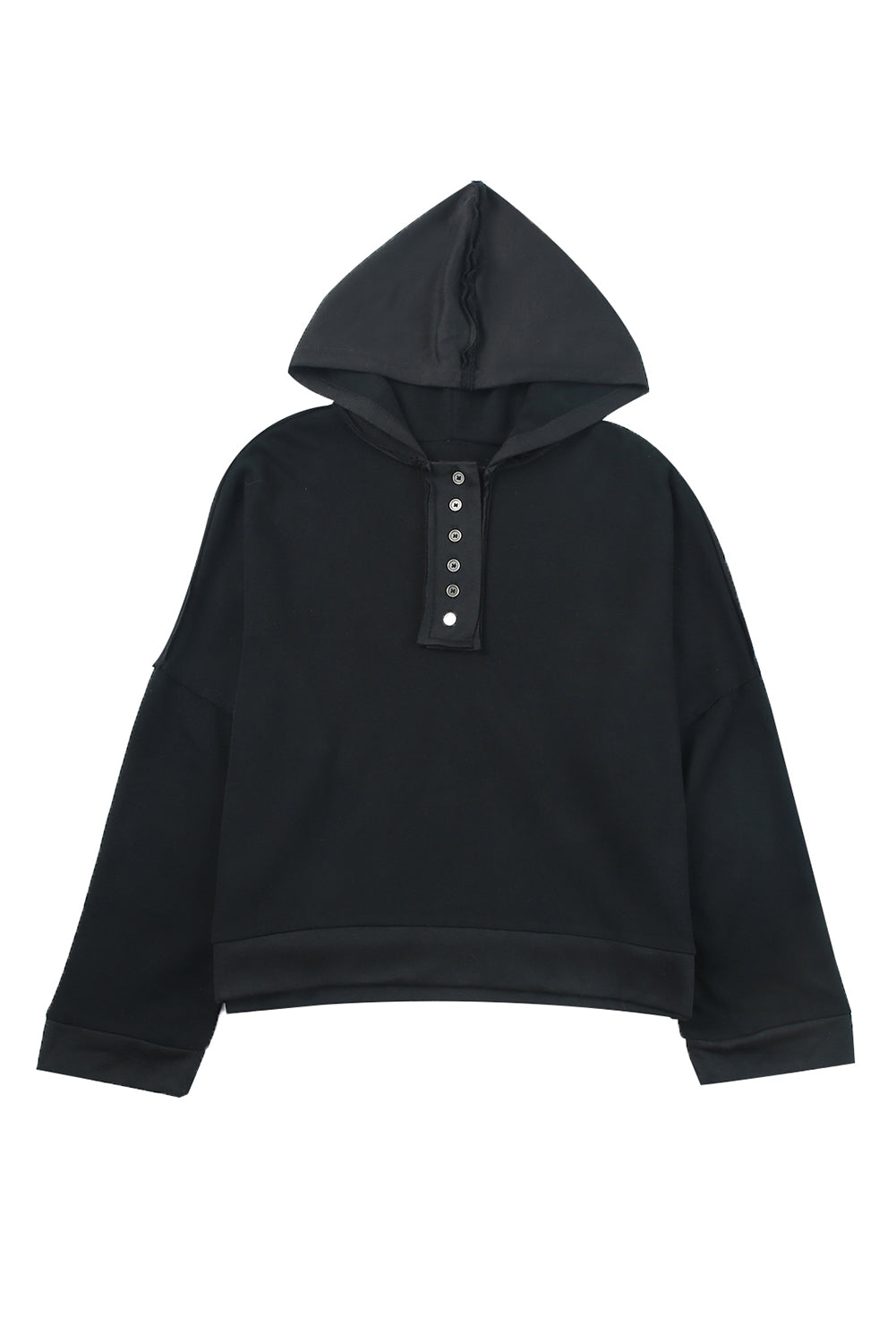 Orange Basic & Casual Button Front Pullover Hoodie