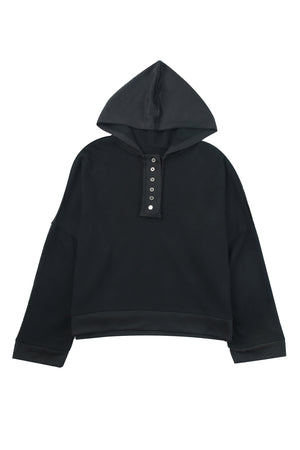 Orange Basic & Casual Button Front Pullover Hoodie