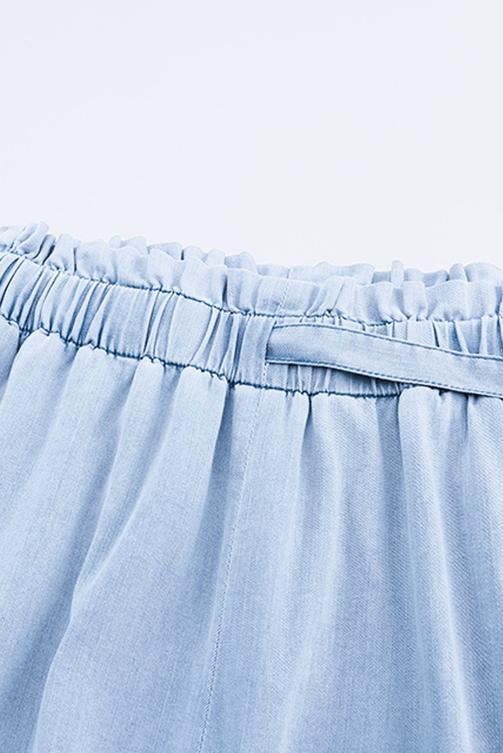 Blue High Waist Pocketed Wide Leg Tencel Jeans