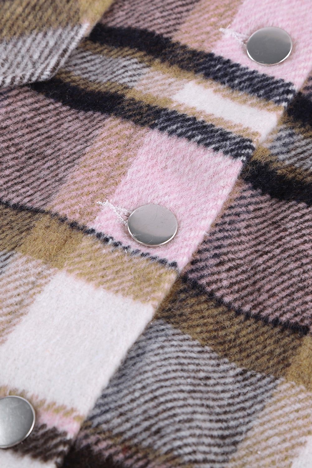 Brown Plaid Button Up Long Sleeve Flannel Jacket