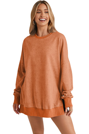 Green Drop Shoulder Ribbed Trim Oversized Sweatshirt