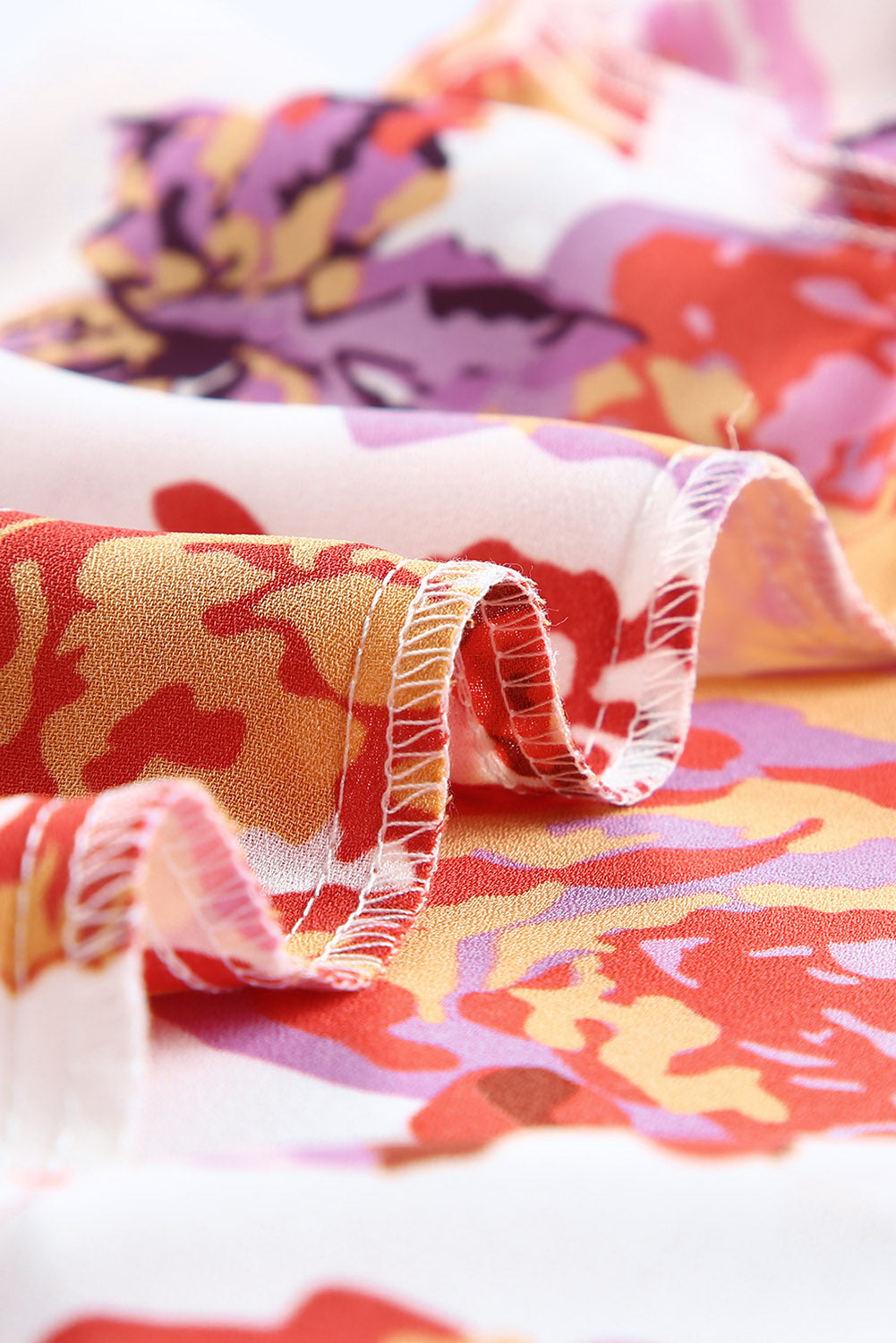 Multicolor Swirl Color Block Print Lantern Sleeve Shirt