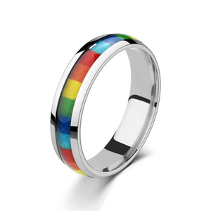 Bisexual Rainbow Stainless Steel Hoop Ring