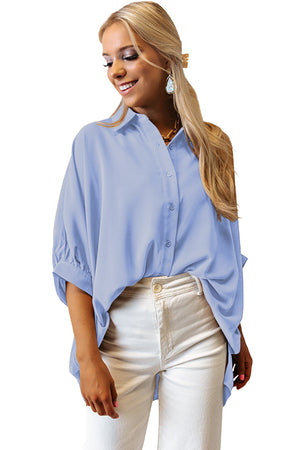 Green 3/4 Batwing Sleeve Oversize Button Up Shirt