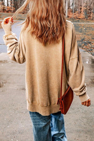 Green Drop Shoulder Ribbed Trim Oversized Sweatshirt