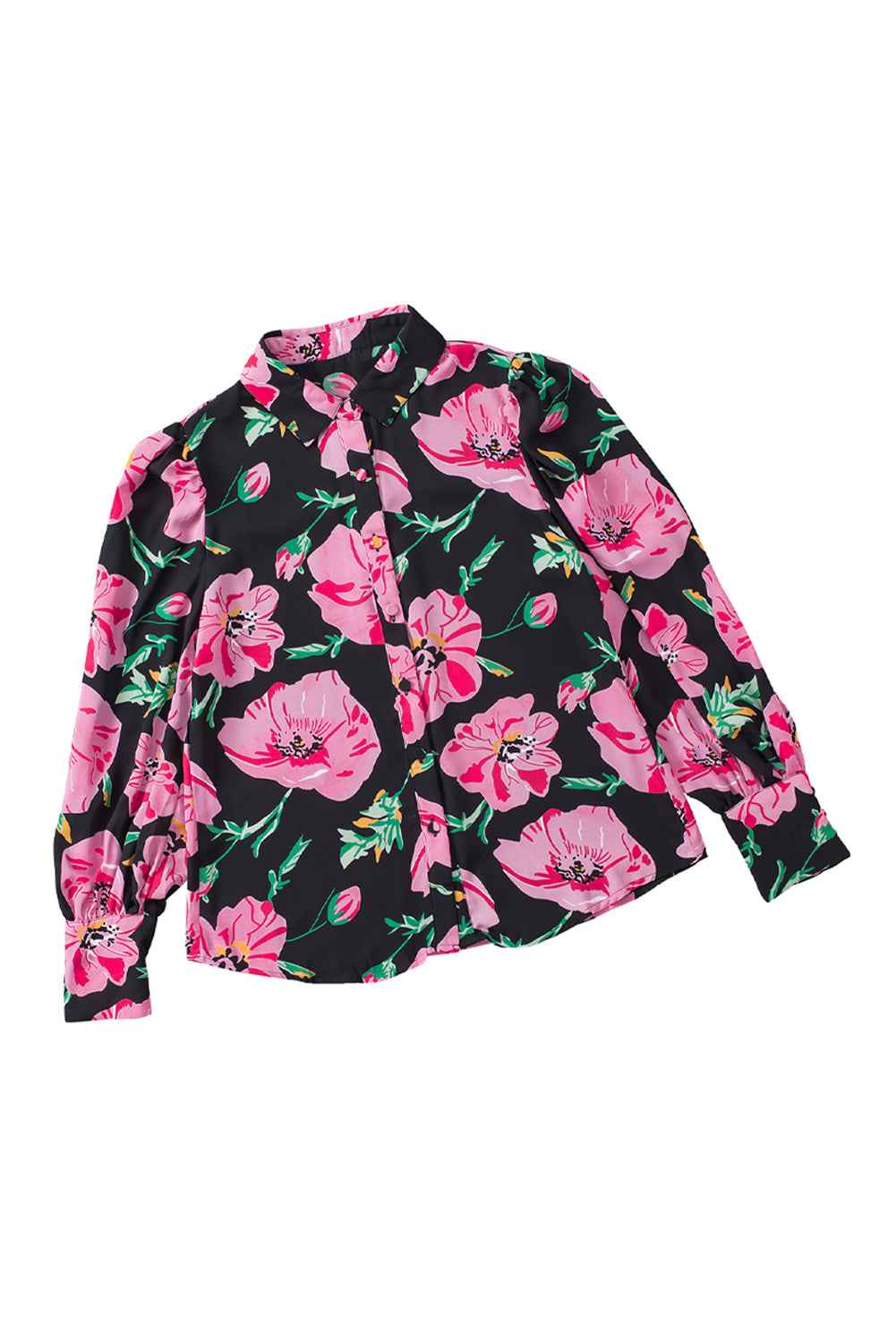 Multicolor Swirl Color Block Print Lantern Sleeve Shirt