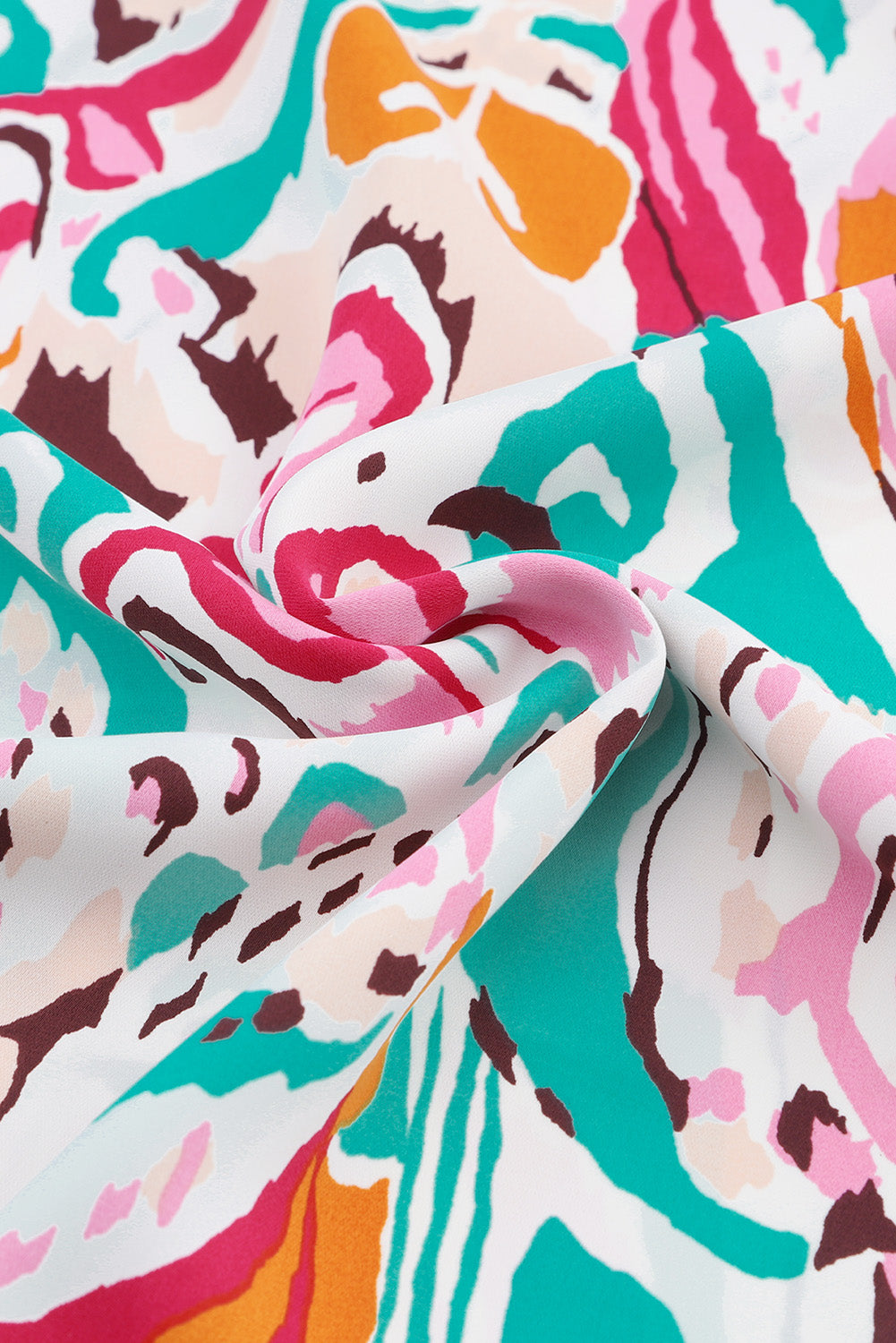 Sky Blue Paisley Print Lantern Sleeve Shirred Cuffs Blouse