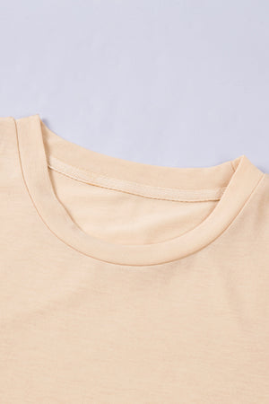 Green Plain Solid Color Crew Neck Tee