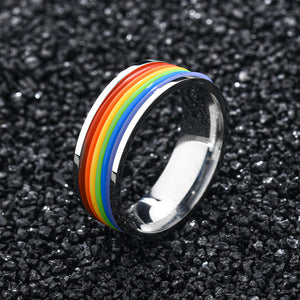 Bisexual Rainbow Stainless Steel Hoop Ring