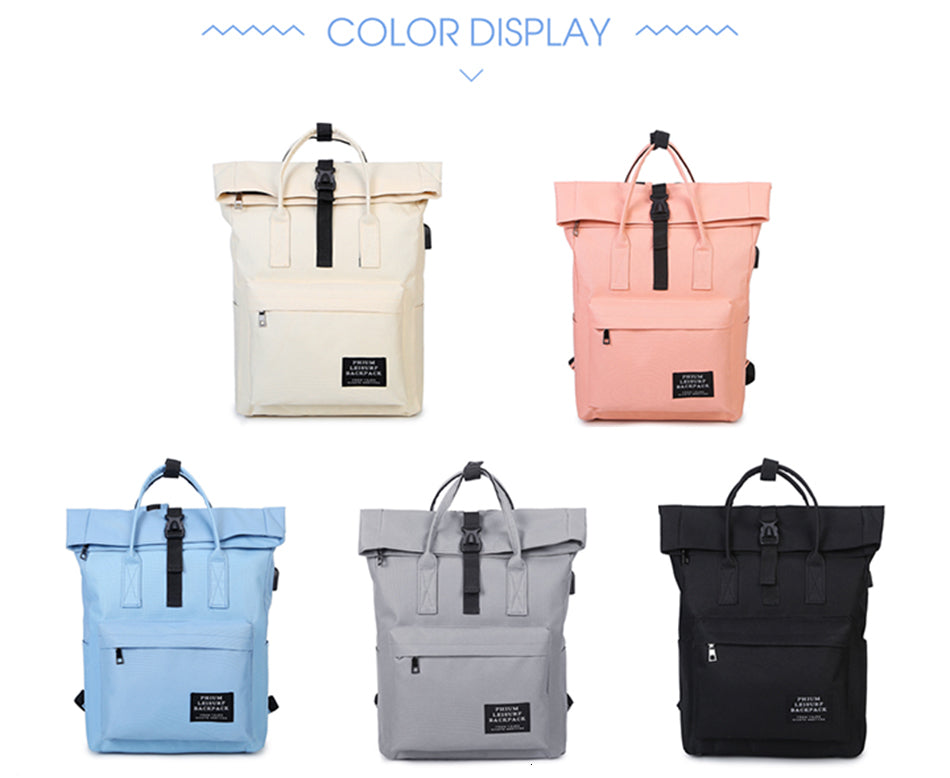 Oxford Large-capacity Schoolbag Female Student USB Charging Port Korean Fashion Backpack Multifunctional Outdoor Travel Bag