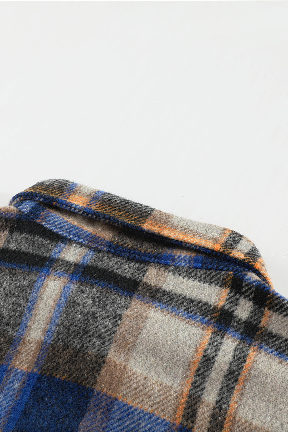 Brown Plaid Button Up Long Sleeve Flannel Jacket