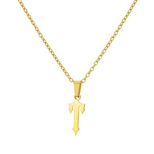 18K Gold Plating Stainless Steel Ancient English Letter Pendant Necklace
