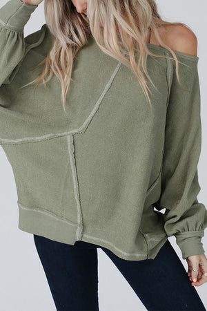Gold Flame Exposed Seam Patchwork Dolman Sleeve Top
