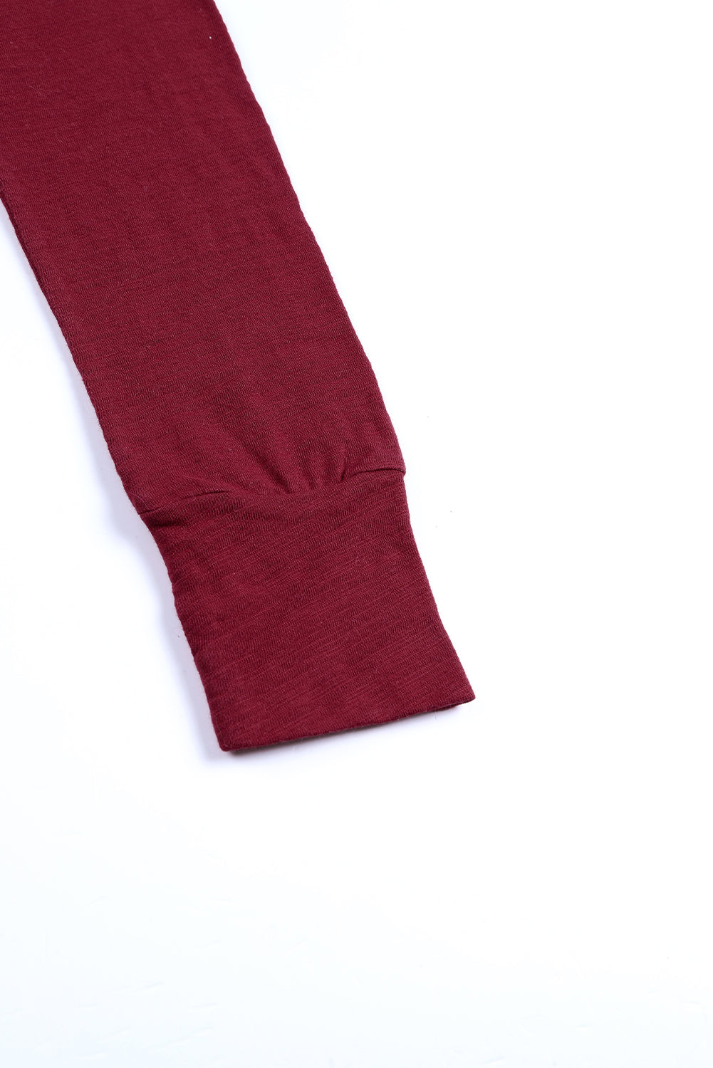 Red Solid Crew Neck Long Sleeve Top