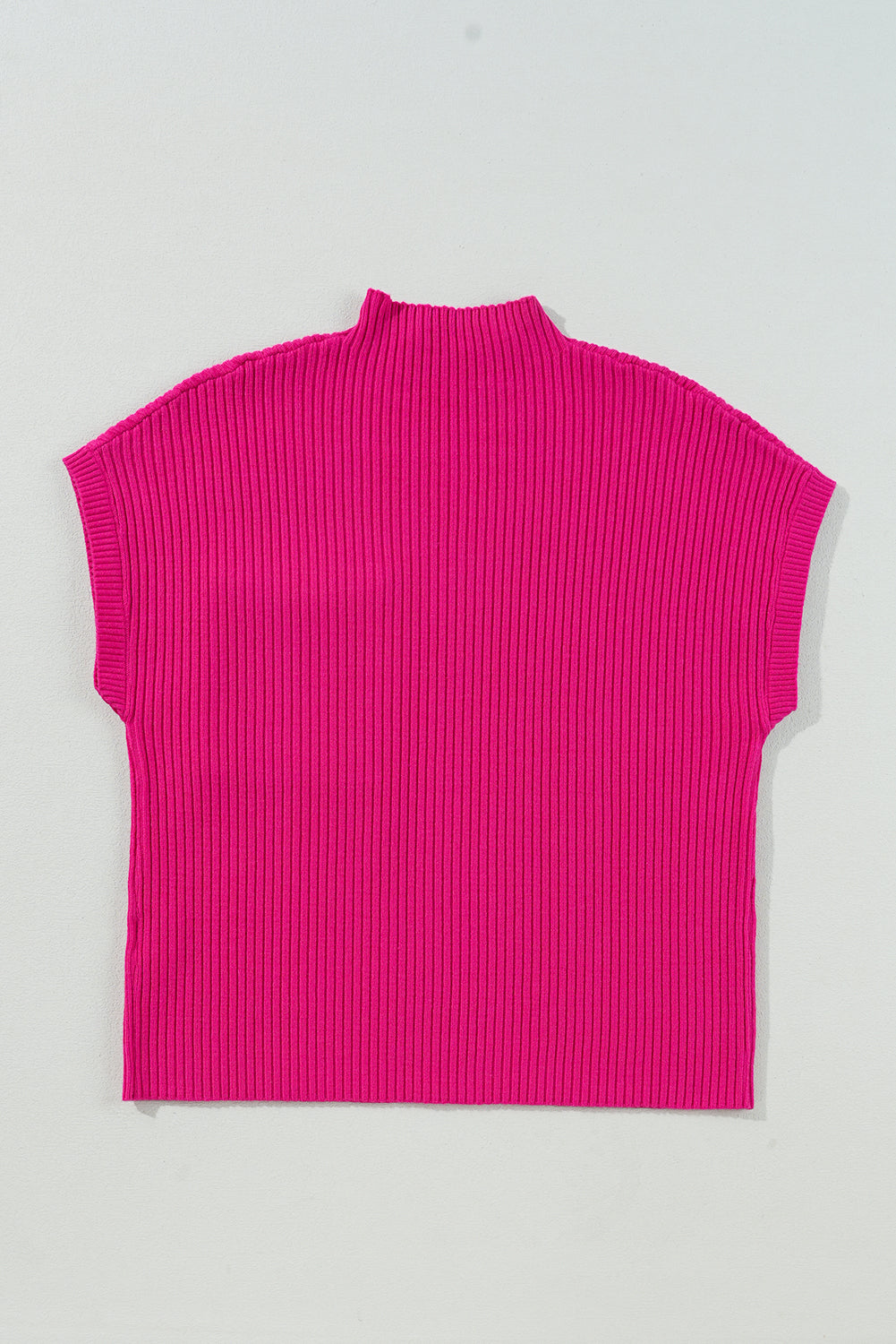 Green Patch Pocket Ribbed Knit Short Sleeve Sweater