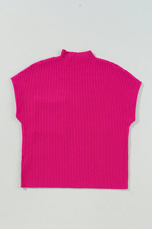 Green Patch Pocket Ribbed Knit Short Sleeve Sweater
