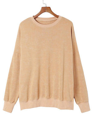 Green Drop Shoulder Ribbed Trim Oversized Sweatshirt