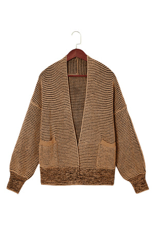 Gray Chunky Knit Pockets Drop Sleeve Cardigan