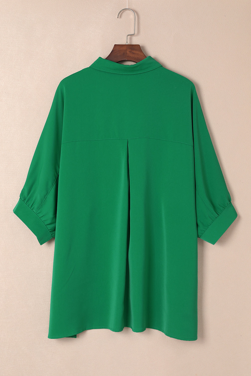 Green 3/4 Batwing Sleeve Oversize Button Up Shirt