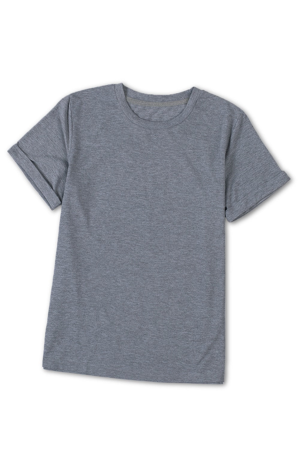 Green Plain Solid Color Crew Neck Tee