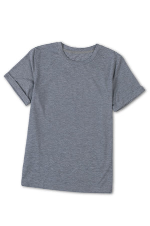 Green Plain Solid Color Crew Neck Tee