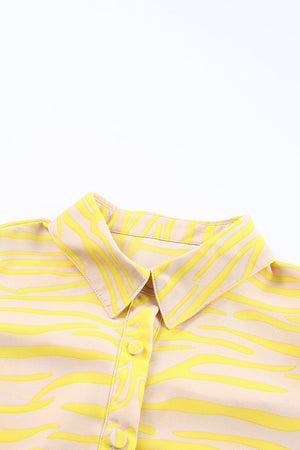 Multicolor Swirl Color Block Print Lantern Sleeve Shirt