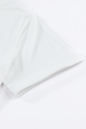 Green Plain Solid Color Crew Neck Tee