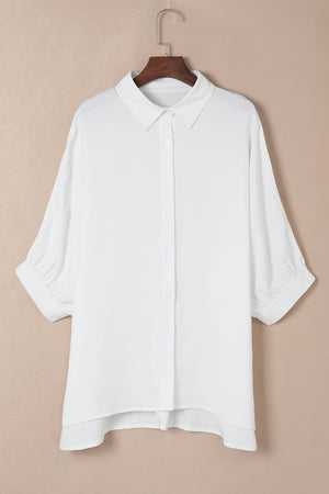 Green 3/4 Batwing Sleeve Oversize Button Up Shirt