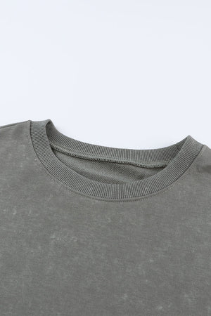 Green Drop Shoulder Ribbed Trim Oversized Sweatshirt