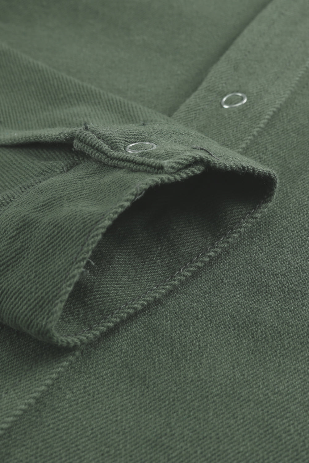 Green Casual Ripped Raw Hem Button Up Denim Shacket