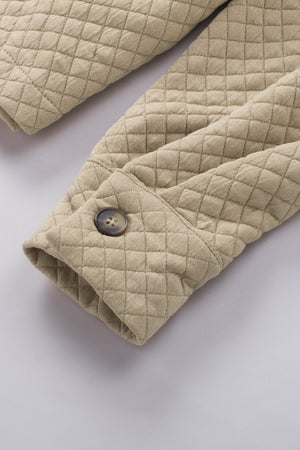 Black Lattice Texture Retro Flap Pocket Button Shacket